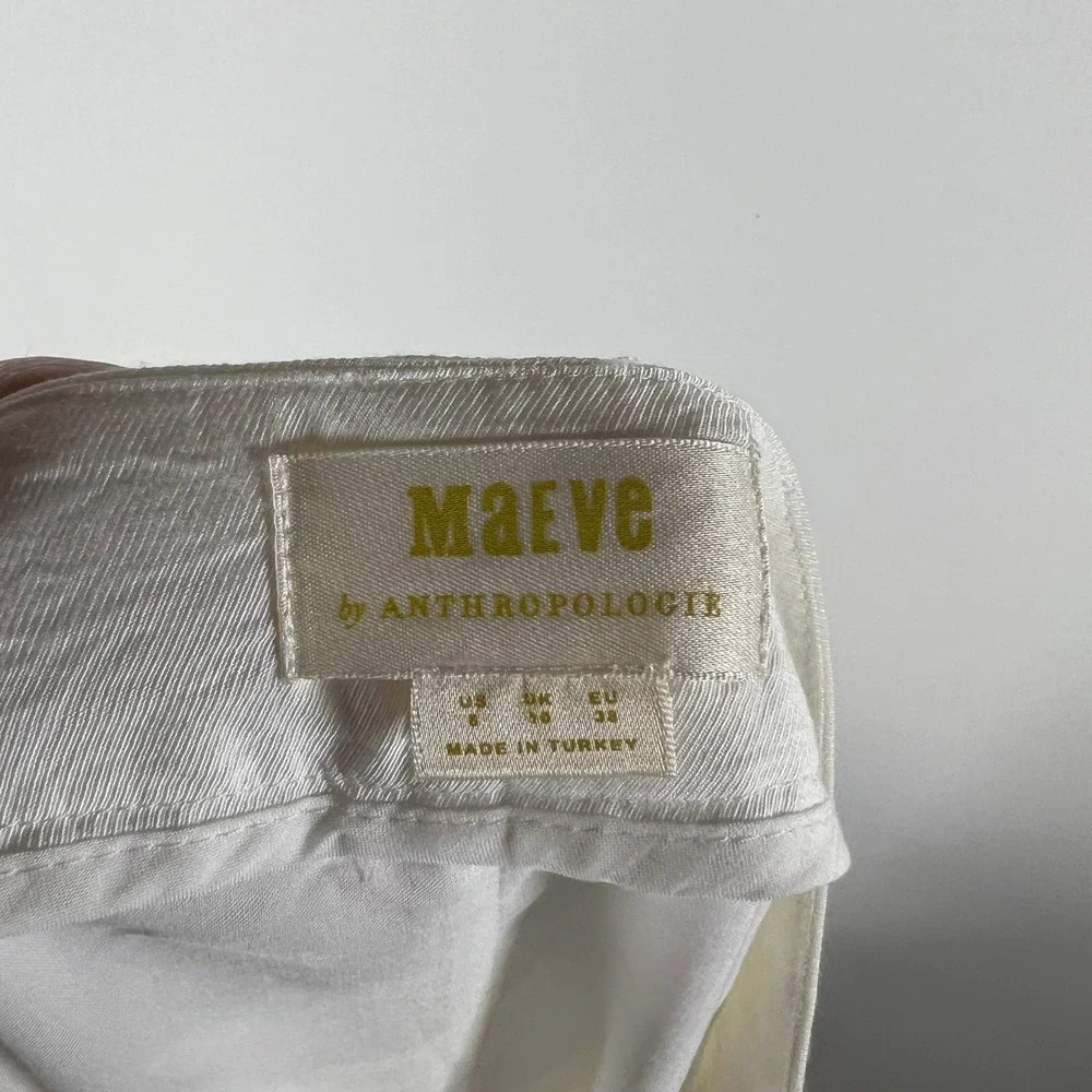Maeve by Anthropologie‎ White Pleated Cuffed High Rise Shorts 6 Coastal Grandma